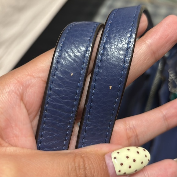 Coach Large Park Carrie Blue Pebbled Leather Bag Satchel Purse Tote Slate F23284 - Picture 11 of 11